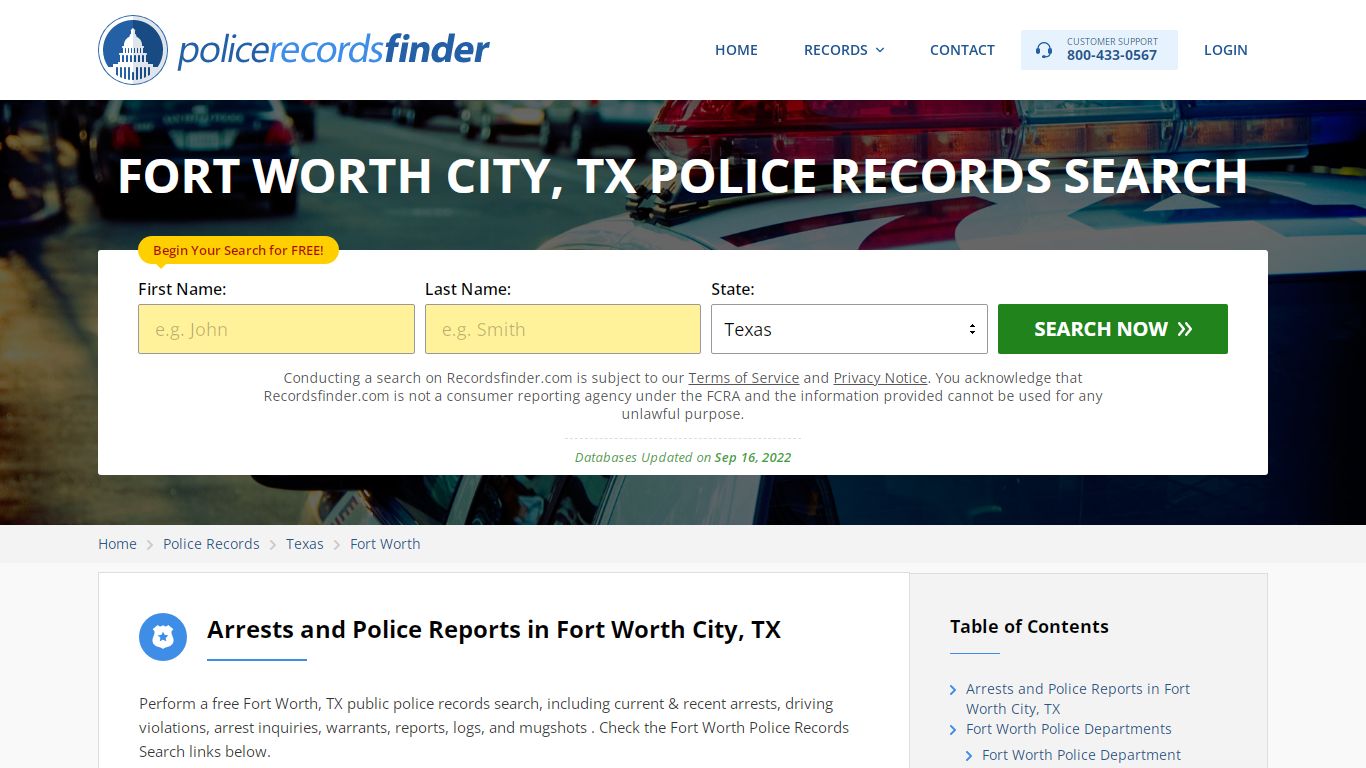 FORT WORTH CITY, TX POLICE RECORDS SEARCH - RecordsFinder